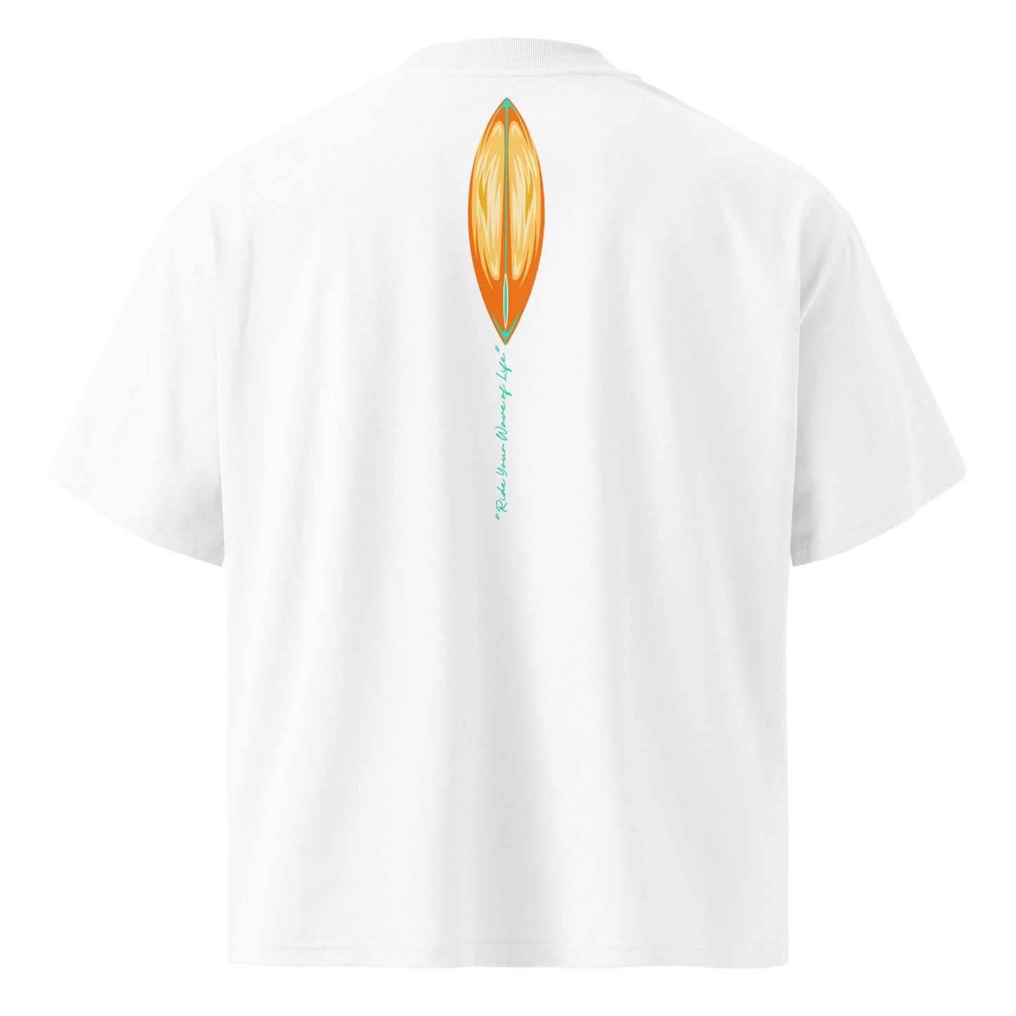 Katogato-Neon-Script-organic-oversized-high-neck-t-shirt-white-back
