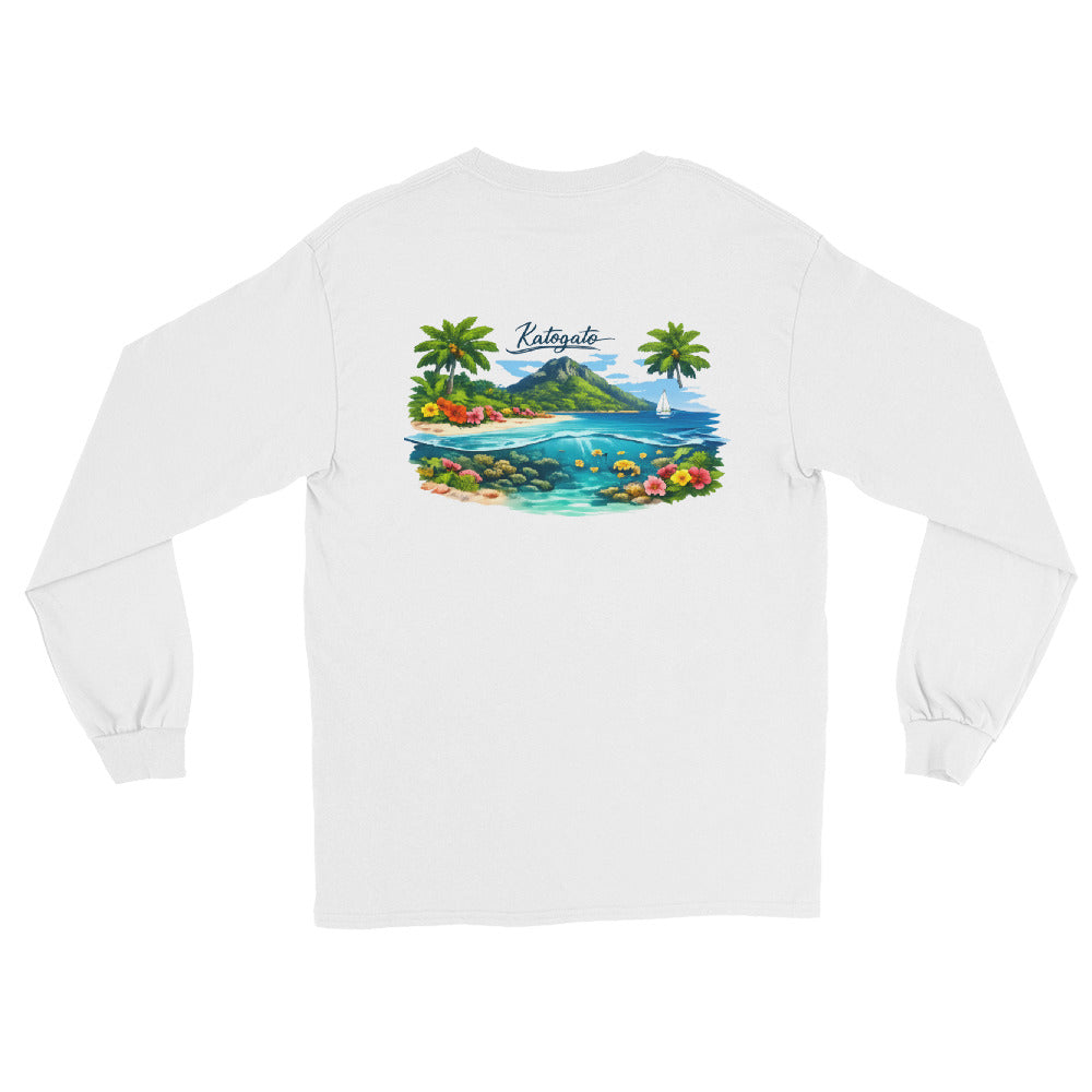 Katogato Longsleeve mit Insel Surf Design für Herren