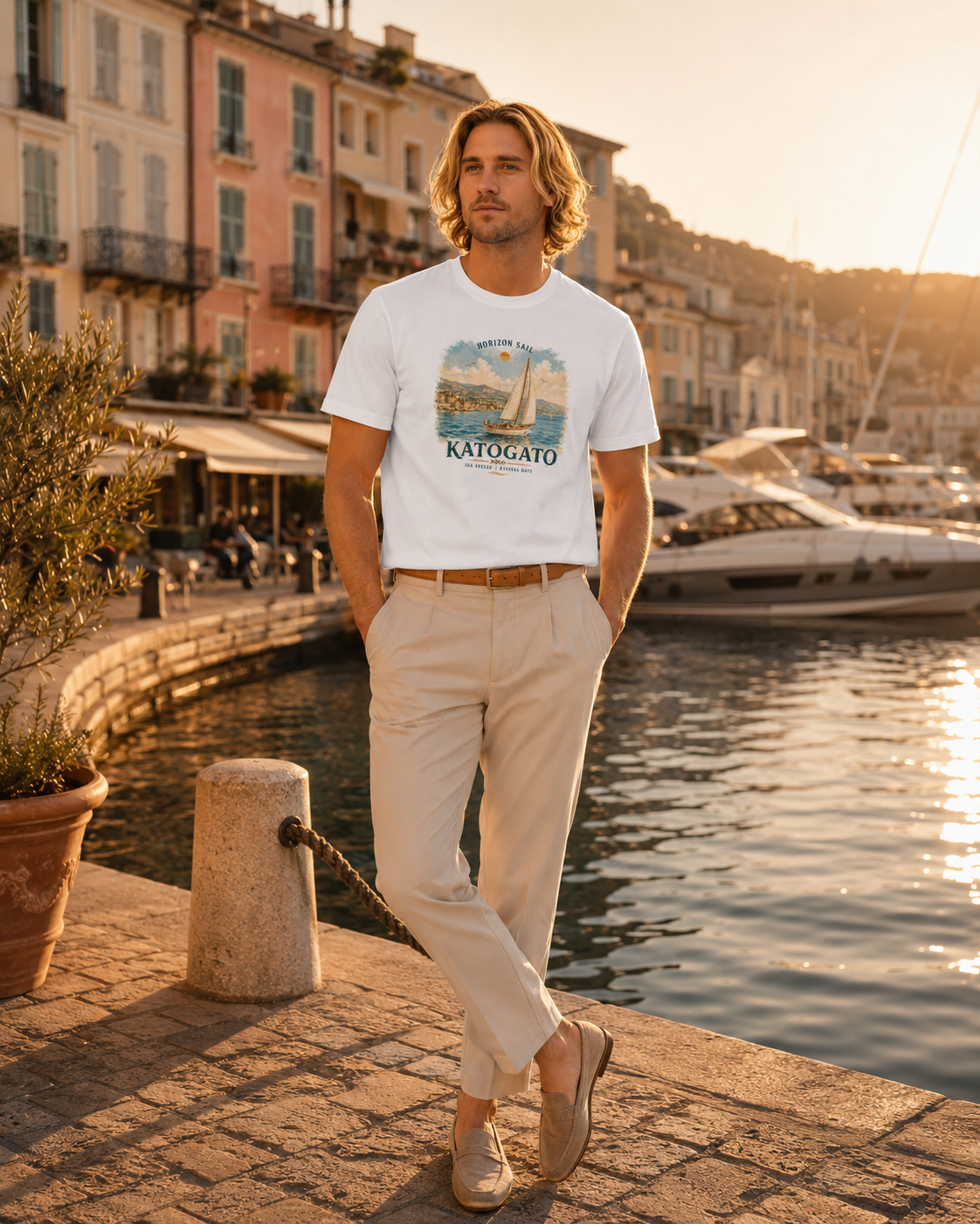 KATOGATO Herren Premium T-Shirt „Horizon Sail“