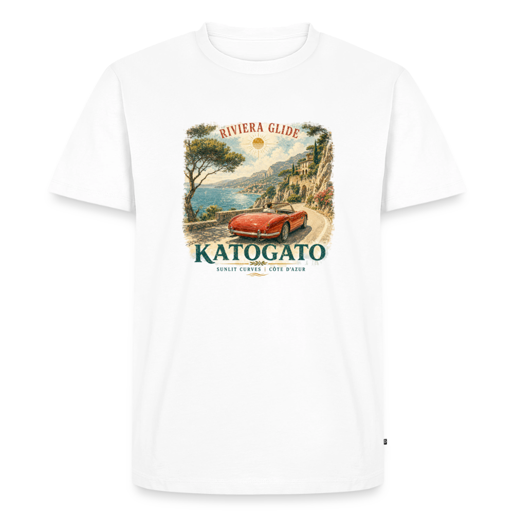 KATOGATO Herren Premium T-Shirt „Riviera Glide“ - Weiß