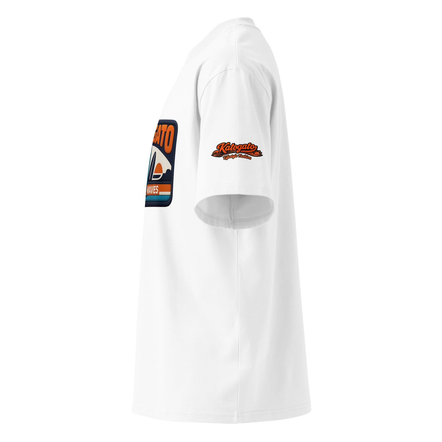 Katogato-Raised-by-Waves-unisex-organic-oversized-high-neck-t-shirt-white-left