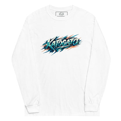 Product-mockup-Katogato-Signature-Chaos-mens-long-sleeve-shirt-white-front