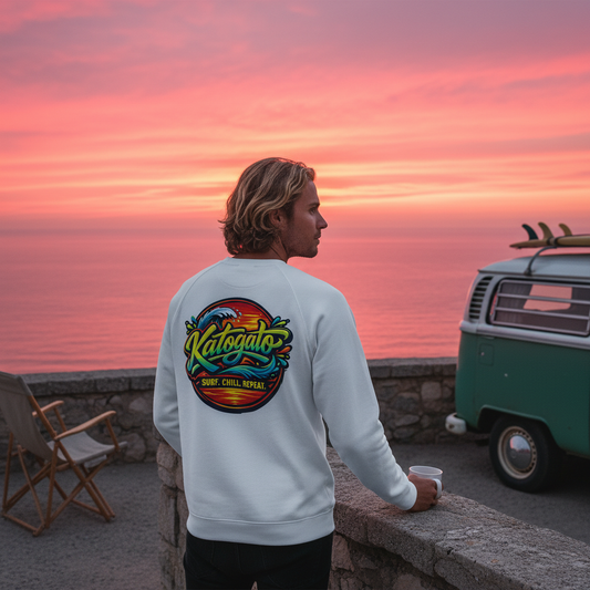 Katogato-Surf-Chill-Repeat-Herren-Bio-Raglan-Pullover