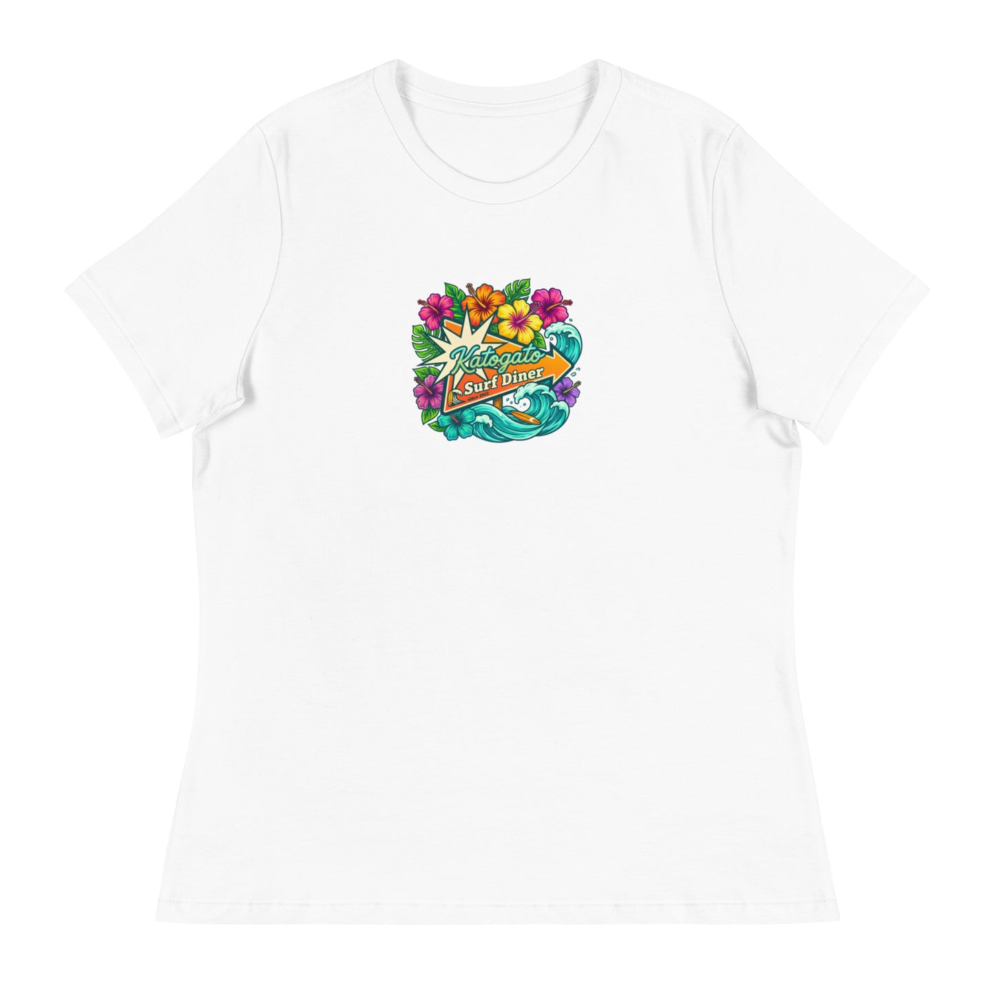 Katogato-Surf-Diner-Damen-T-Shirt-white-front