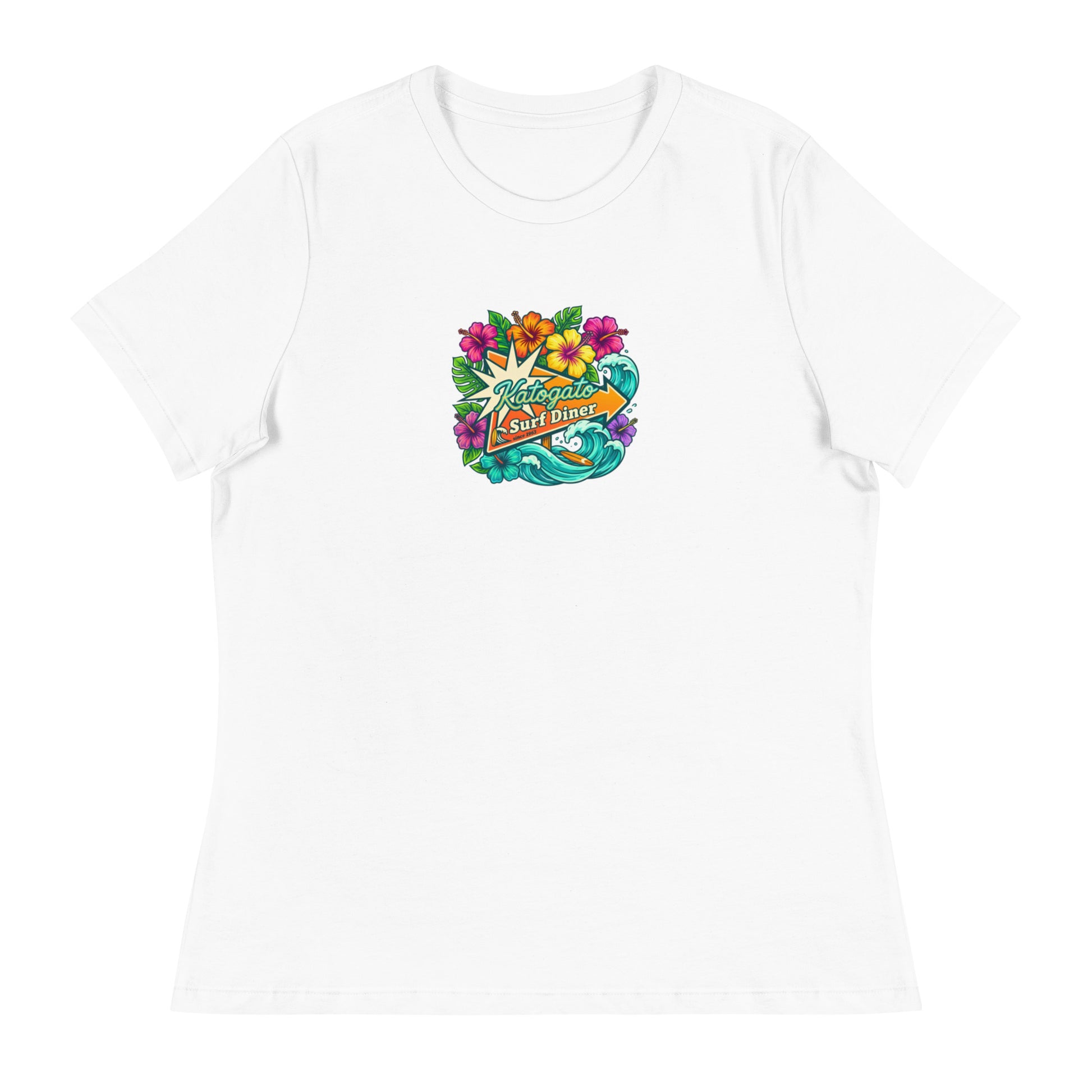 Katogato-Surf-Diner-Damen-T-Shirt-white-front