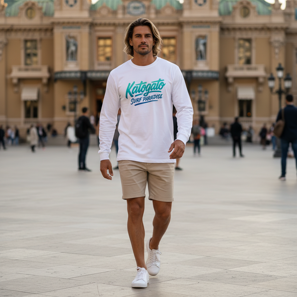 Katogato Longsleeve mit Katogato Typo Surf Design für Herren