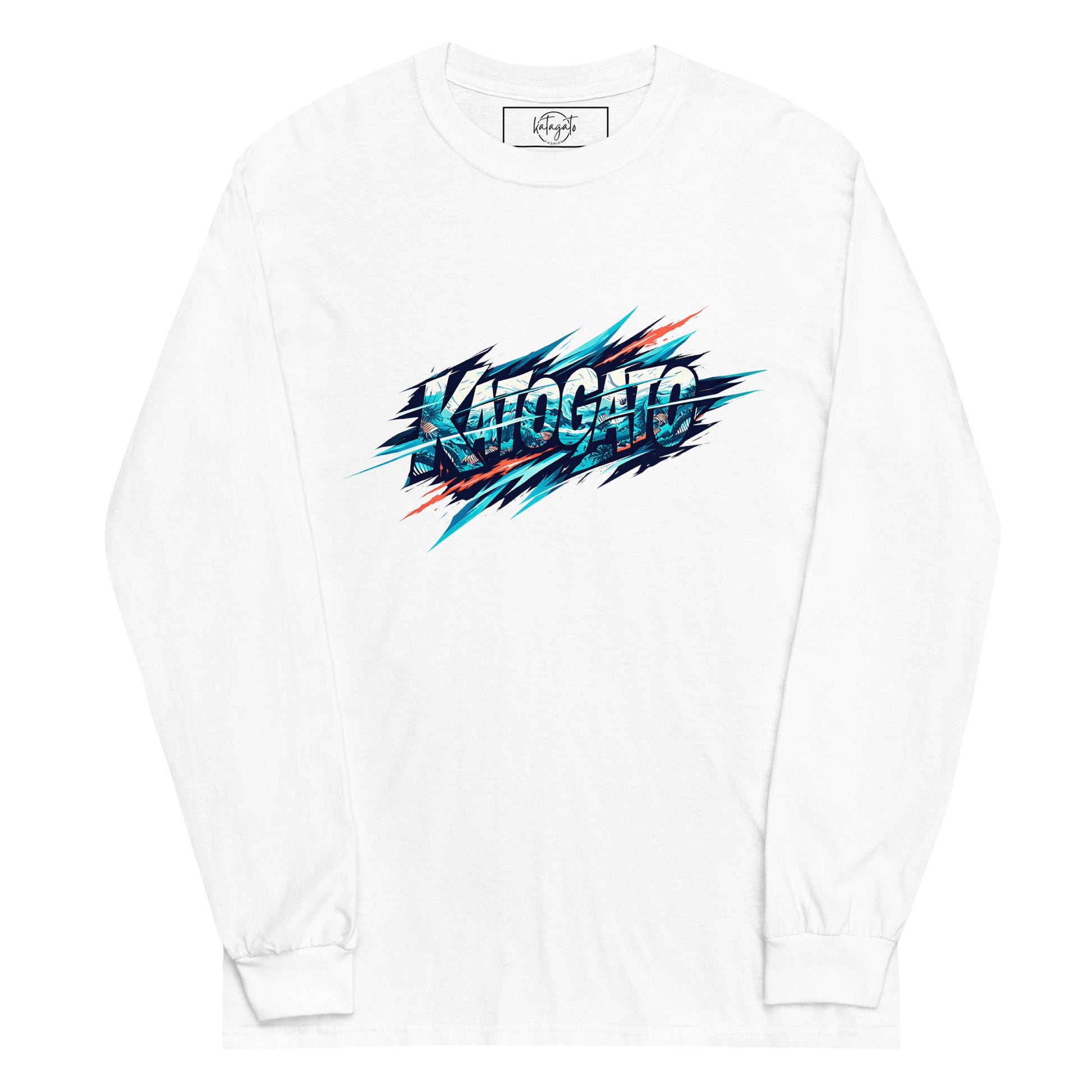 Product-mockup-Katogato-Underwater-Chaos-mens-long-sleeve-shirt-white-front