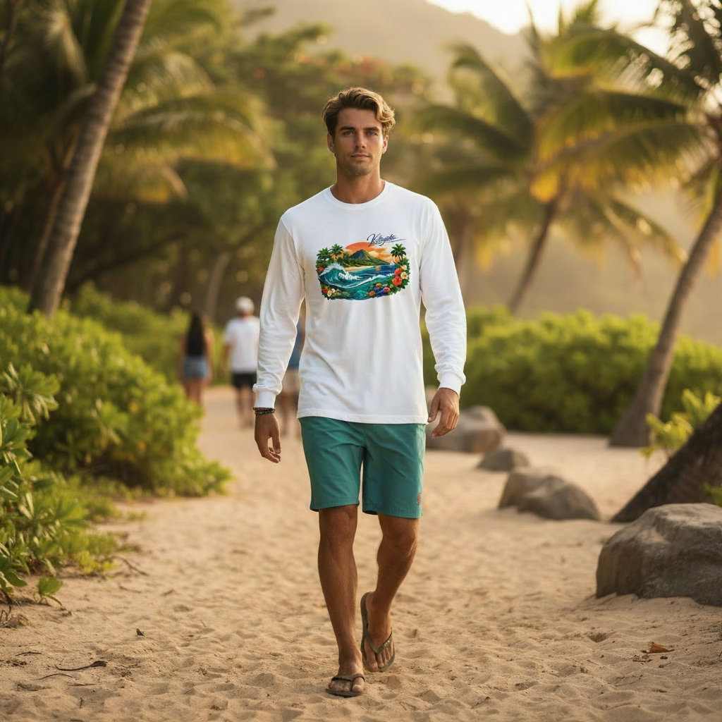 Katogato Longsleeve mit Polynesia Surf Design für Herren