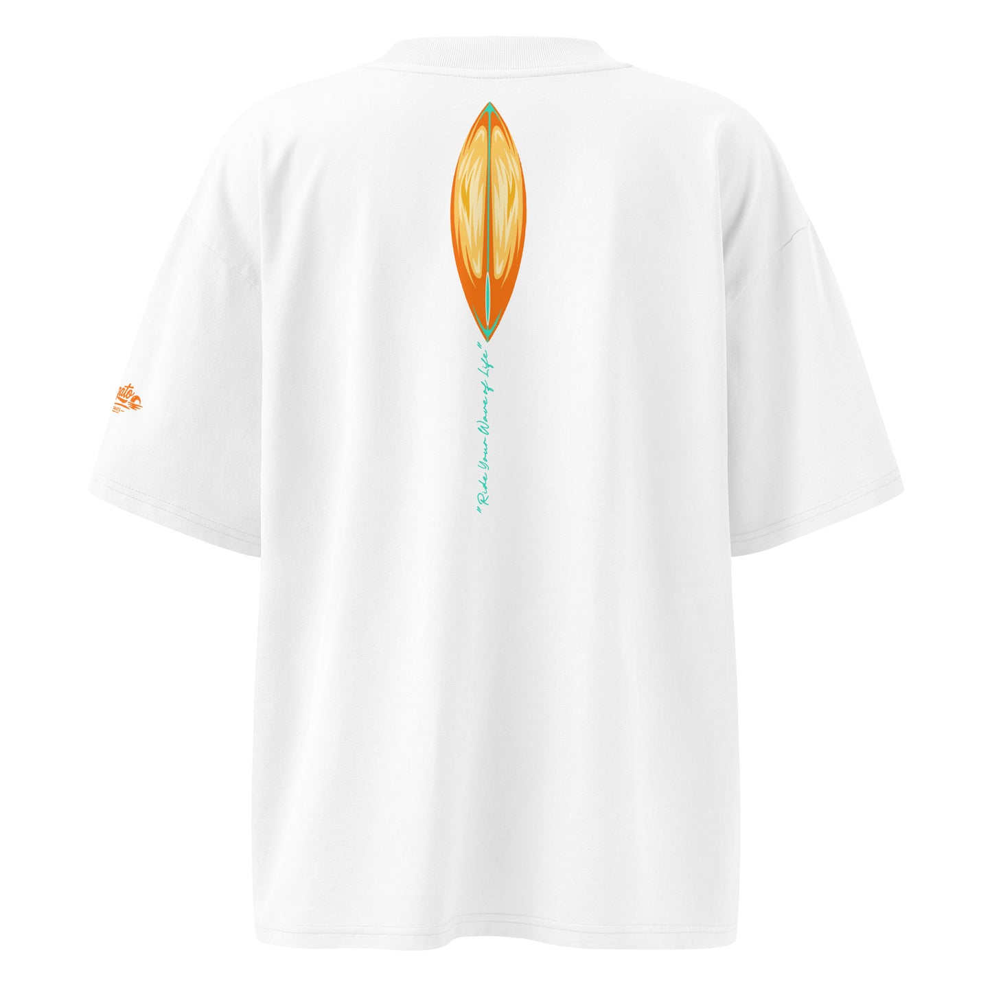 Katogato-surf-culture-unisex-organic-oversized-high-neck-t-shirt-white-back