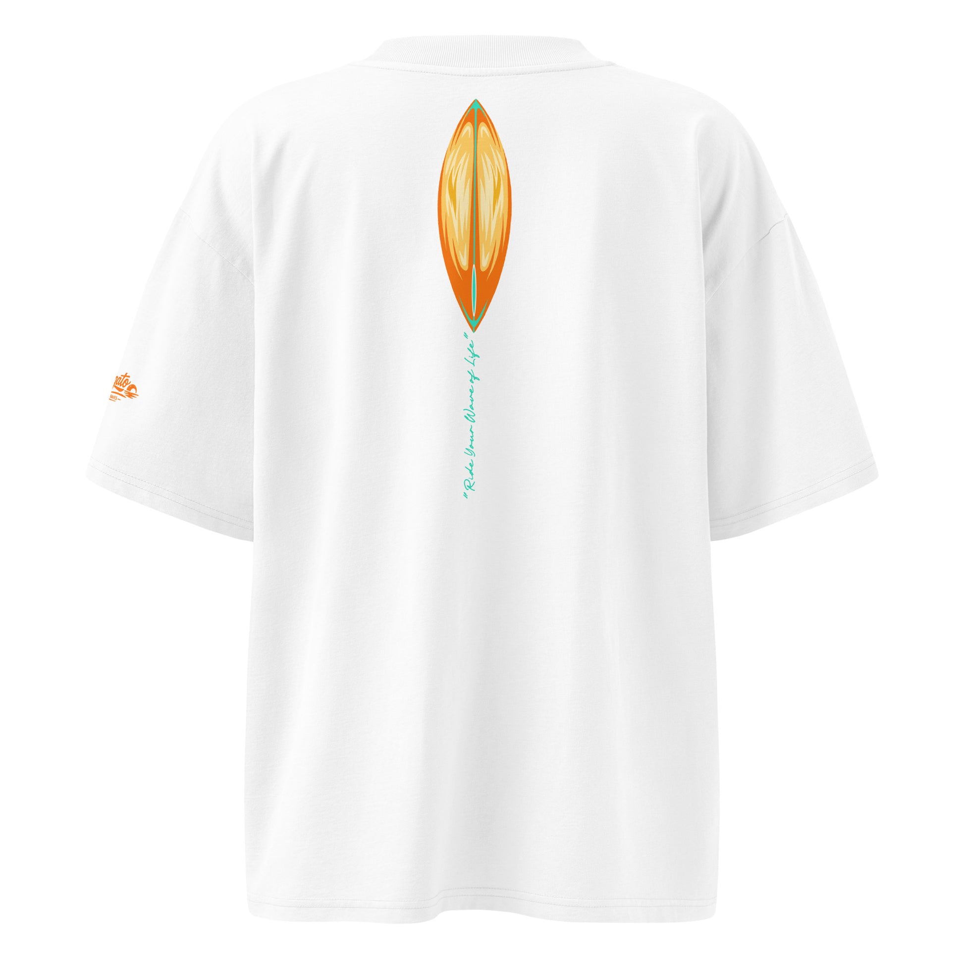 Katogato-surf-culture-unisex-organic-oversized-high-neck-t-shirt-white-back