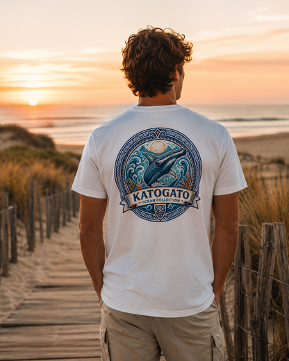 Katogato Ocean Collection - “Galapagos Whale“  Herren Bio T-Shirt Back View
