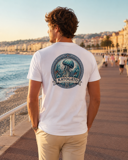 Katogato Ocean Collection - “Giant Phantom Jelly“  Herren Bio T-Shirt Back 