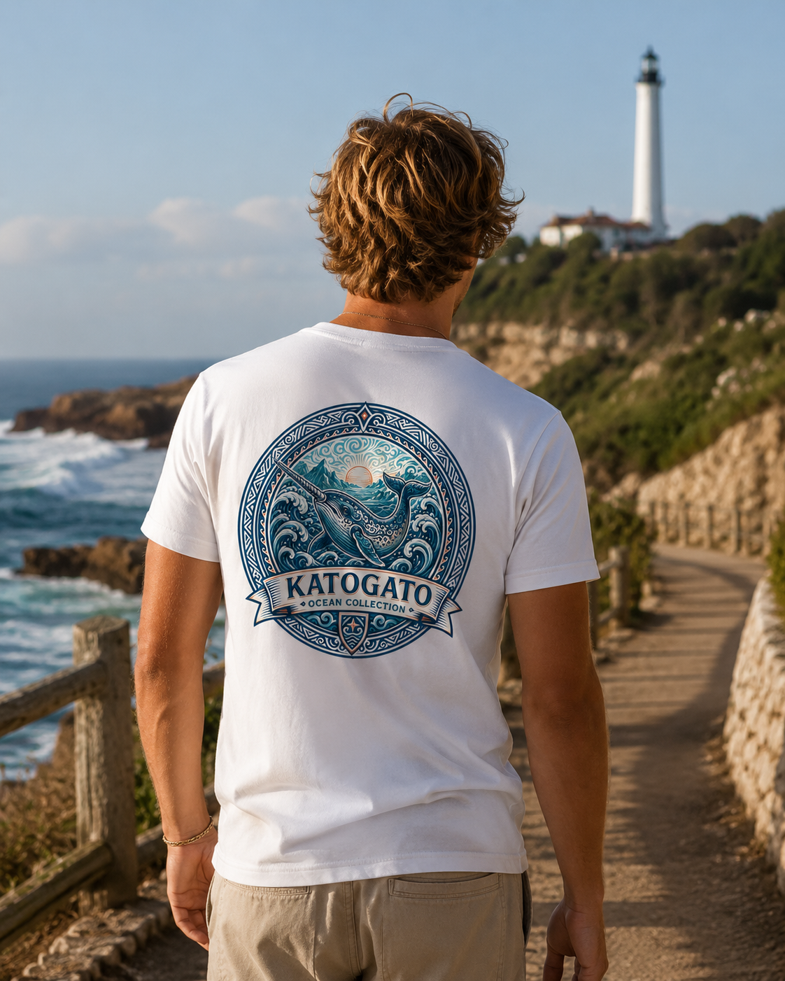 Katogato Ocean Collection - “Narwhale“  Herren Bio T-Shirt Back