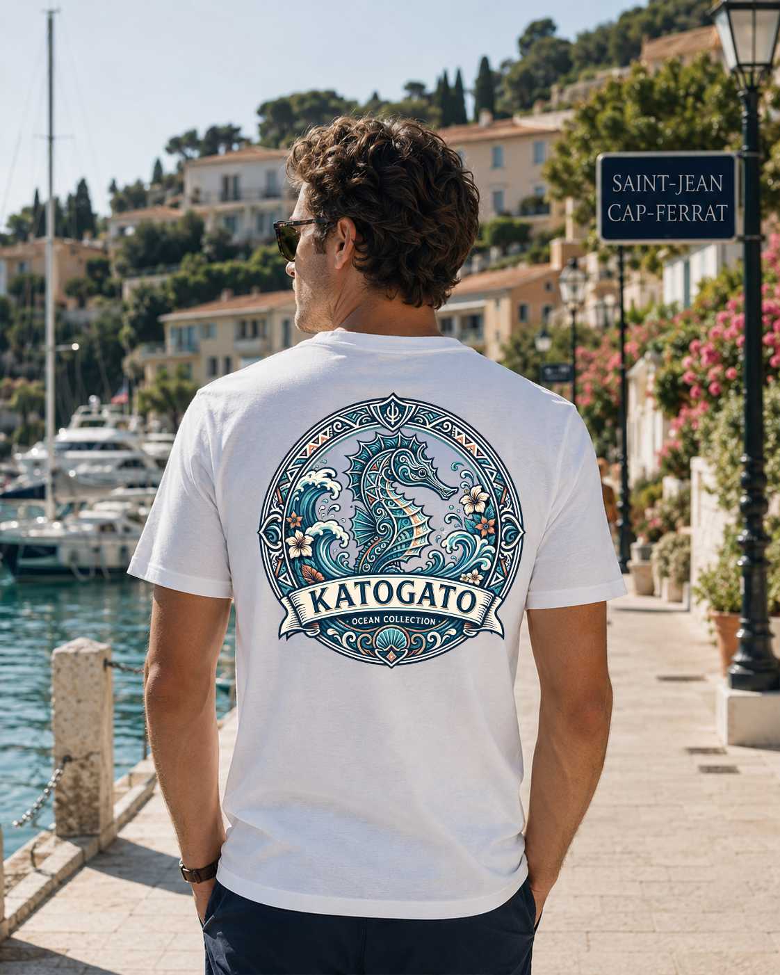 Katogato Ocean Collection - “Seahorse“  Herren Bio T-Shirt Back 