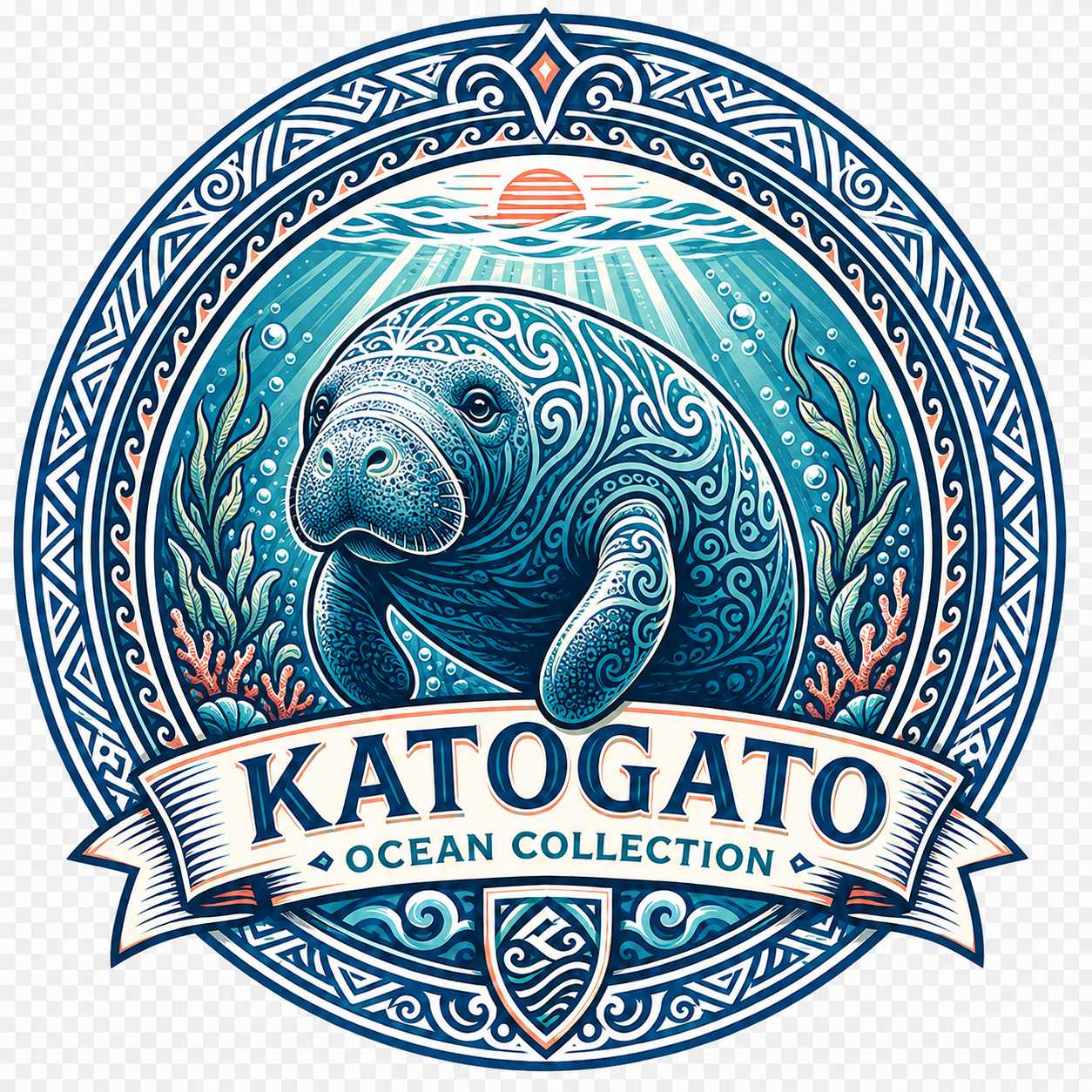 Katogato Ocean Collection - “Manatee“  Herren Bio T-Shirt Motiv