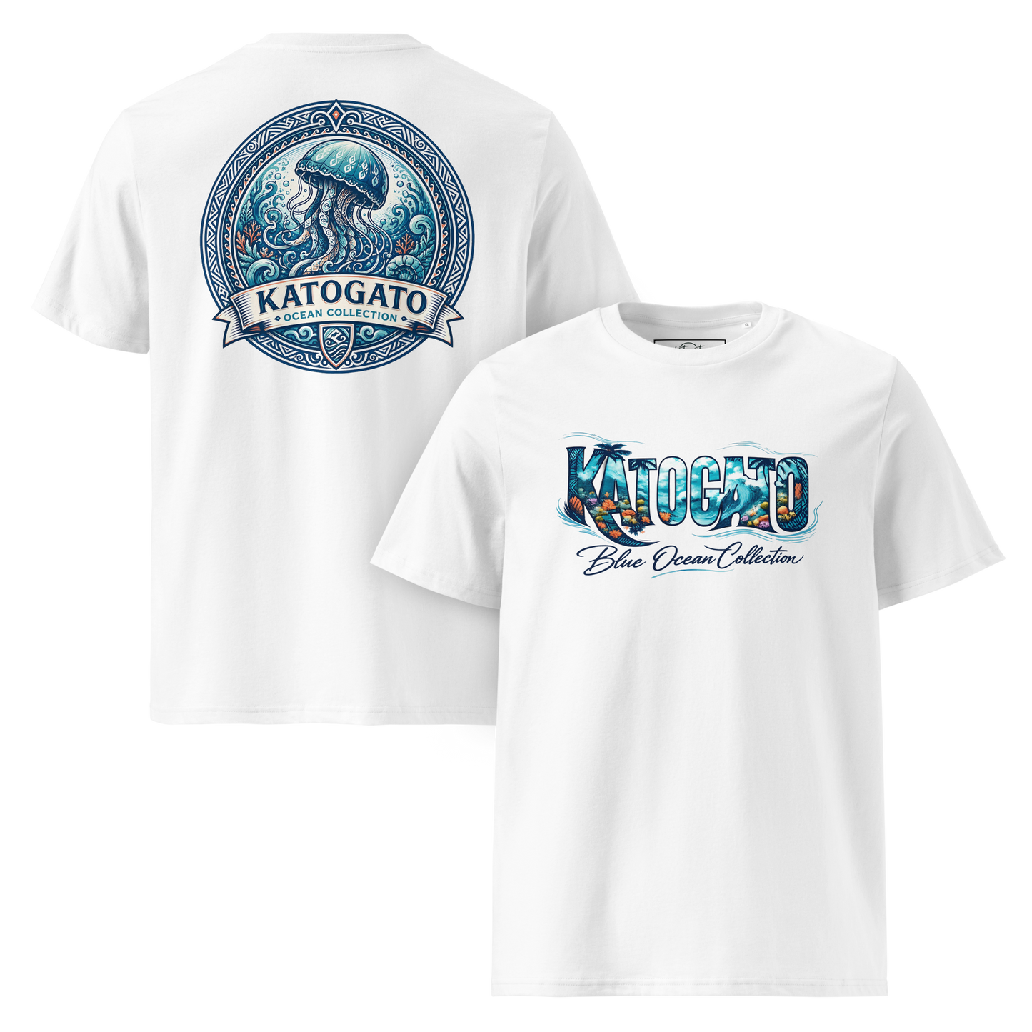Katogato Ocean Collection - “Giant Phantom Jelly“  Herren Bio T-Shirt Back and Front
