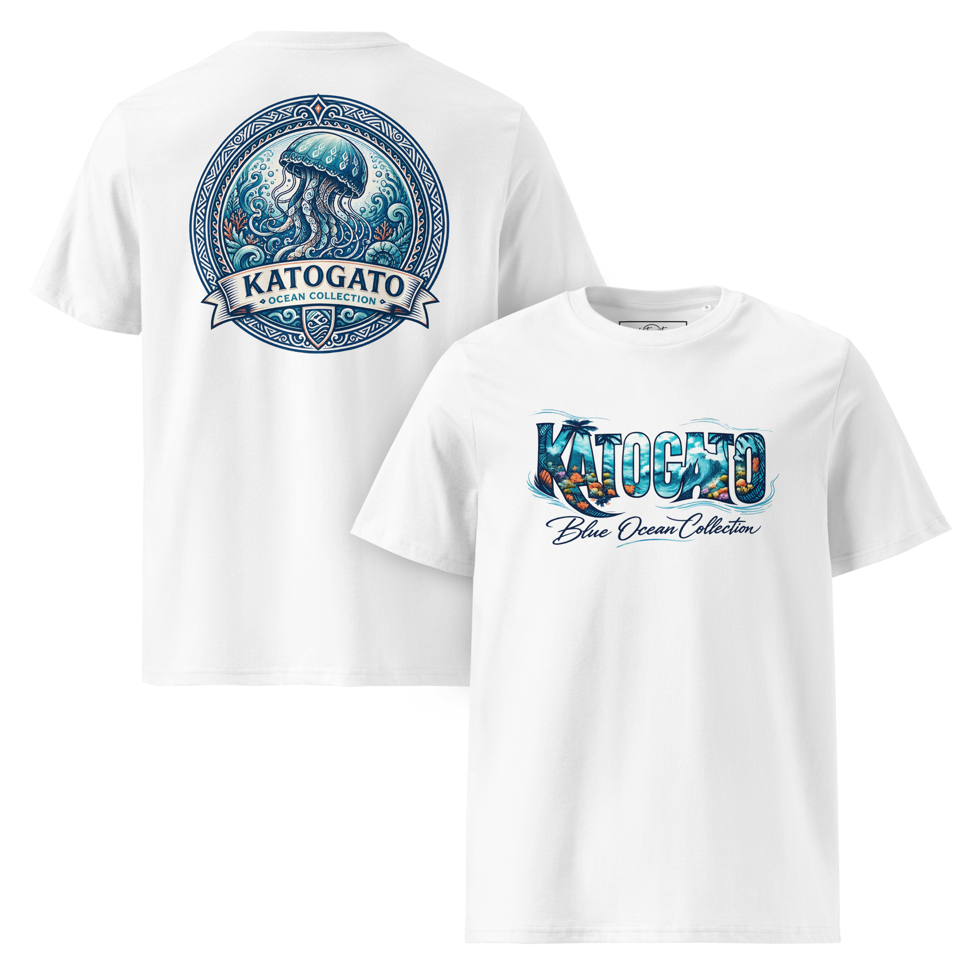 Katogato Ocean Collection - “Giant Phantom Jelly“  Herren Bio T-Shirt Back and Front