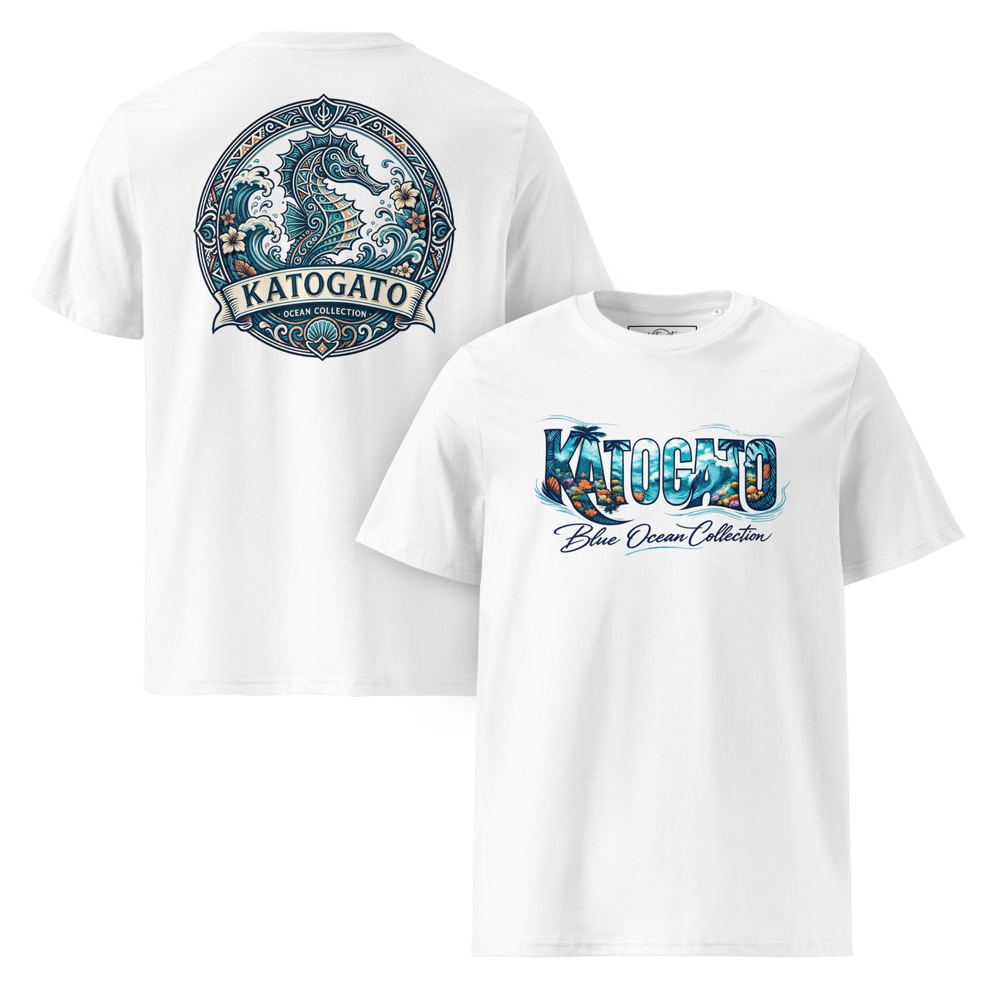 Katogato Ocean Collection - “Seahorse“  Herren Bio T-Shirt Back and Front