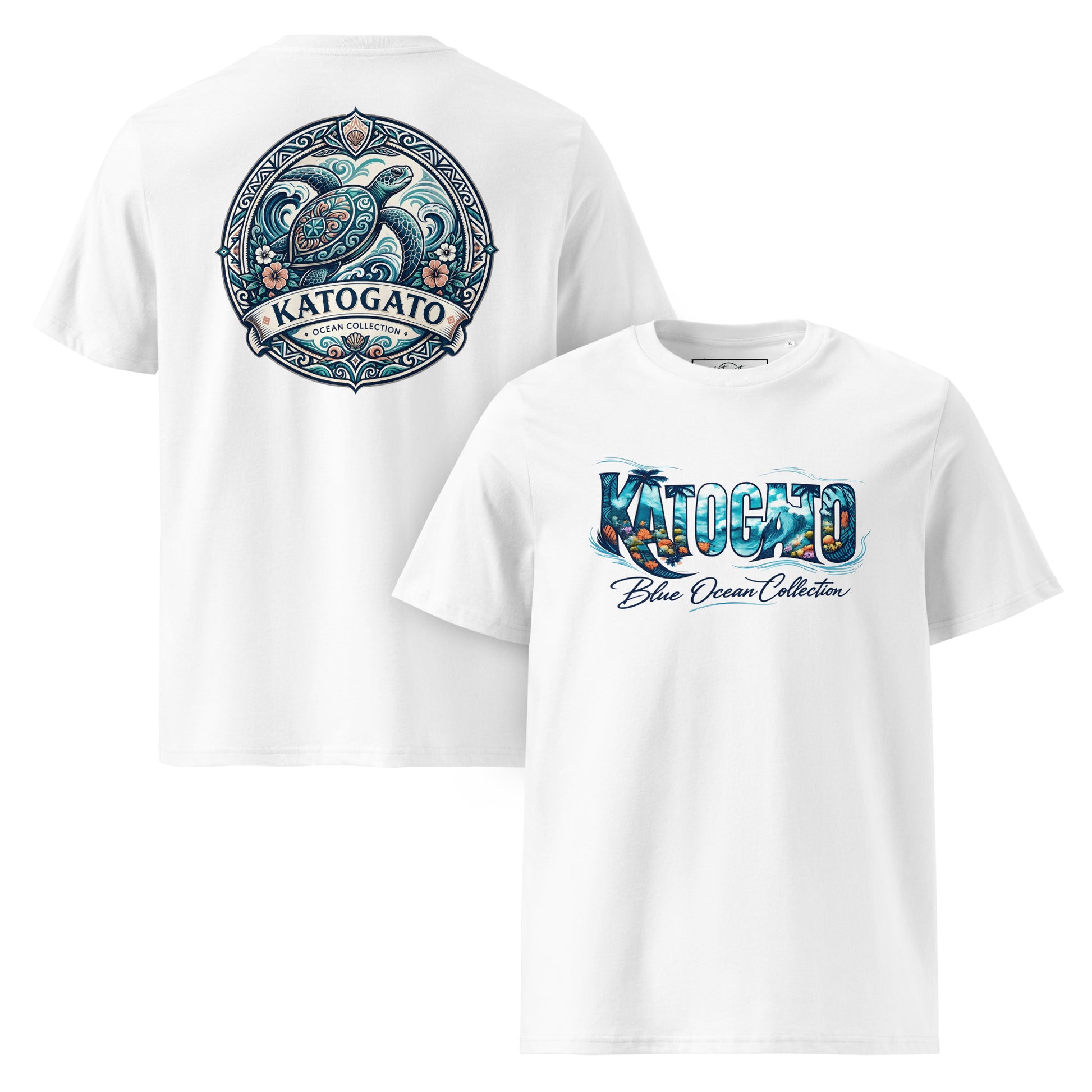 Katogato Ocean Collection - “Turtle“  Herren Bio T-Shirt Back and Front