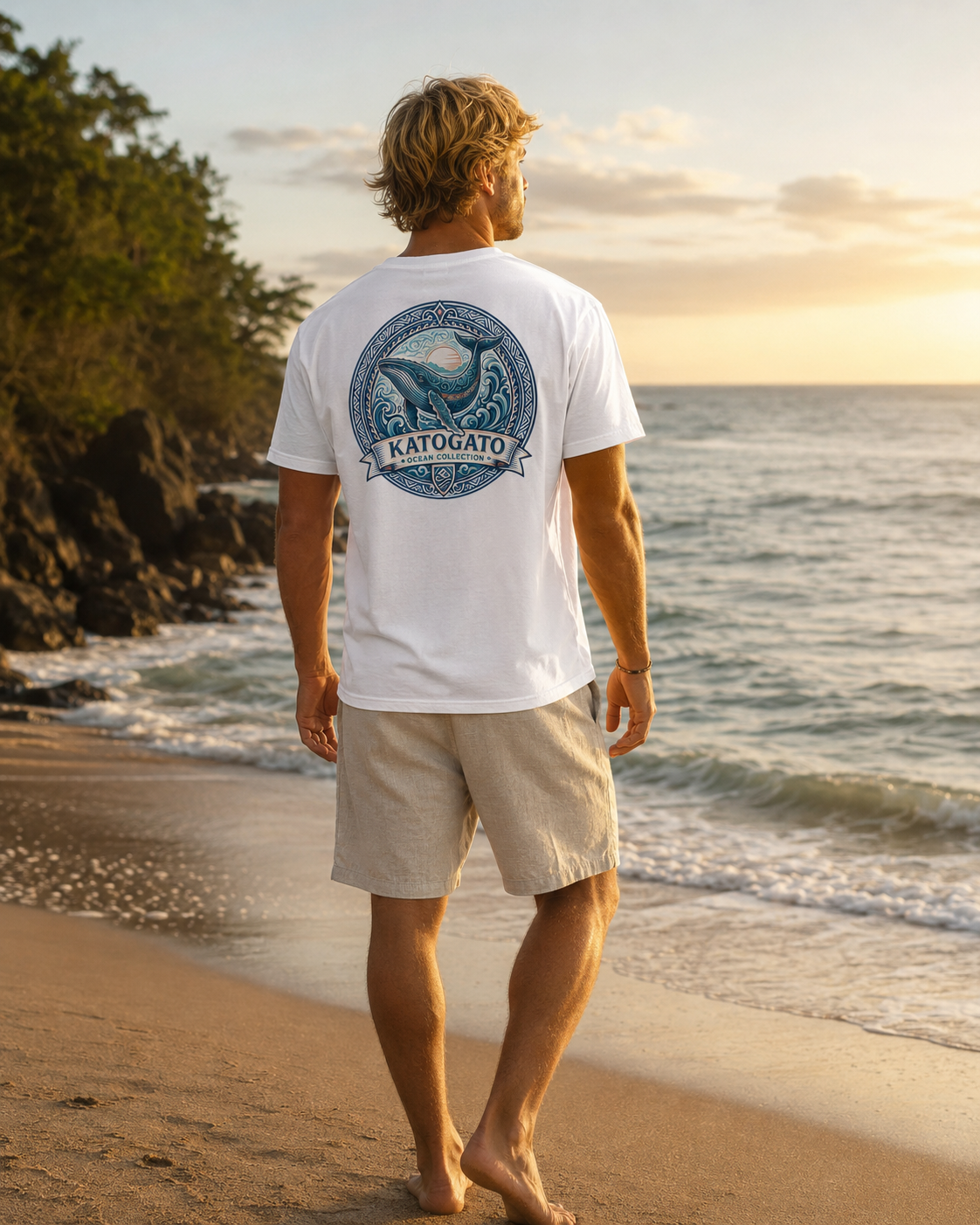 Katogato Ocean Collection - “Whale“  Herren Bio T-Shirt Motiv Hinten