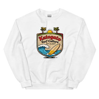 Katogato "Born in Waves" Damen-crew-neck-sweatshirt-white-front
