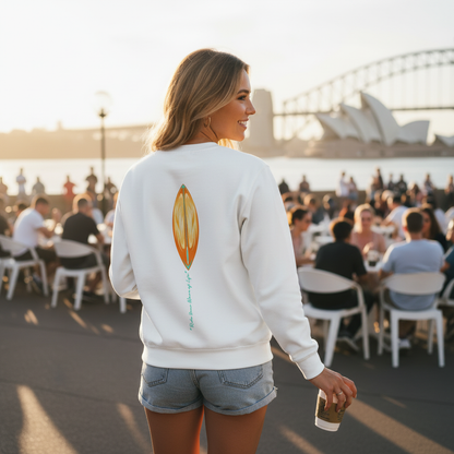 Katogato "Born in Waves" Damen-crew-neck-sweatshirt-white-rear