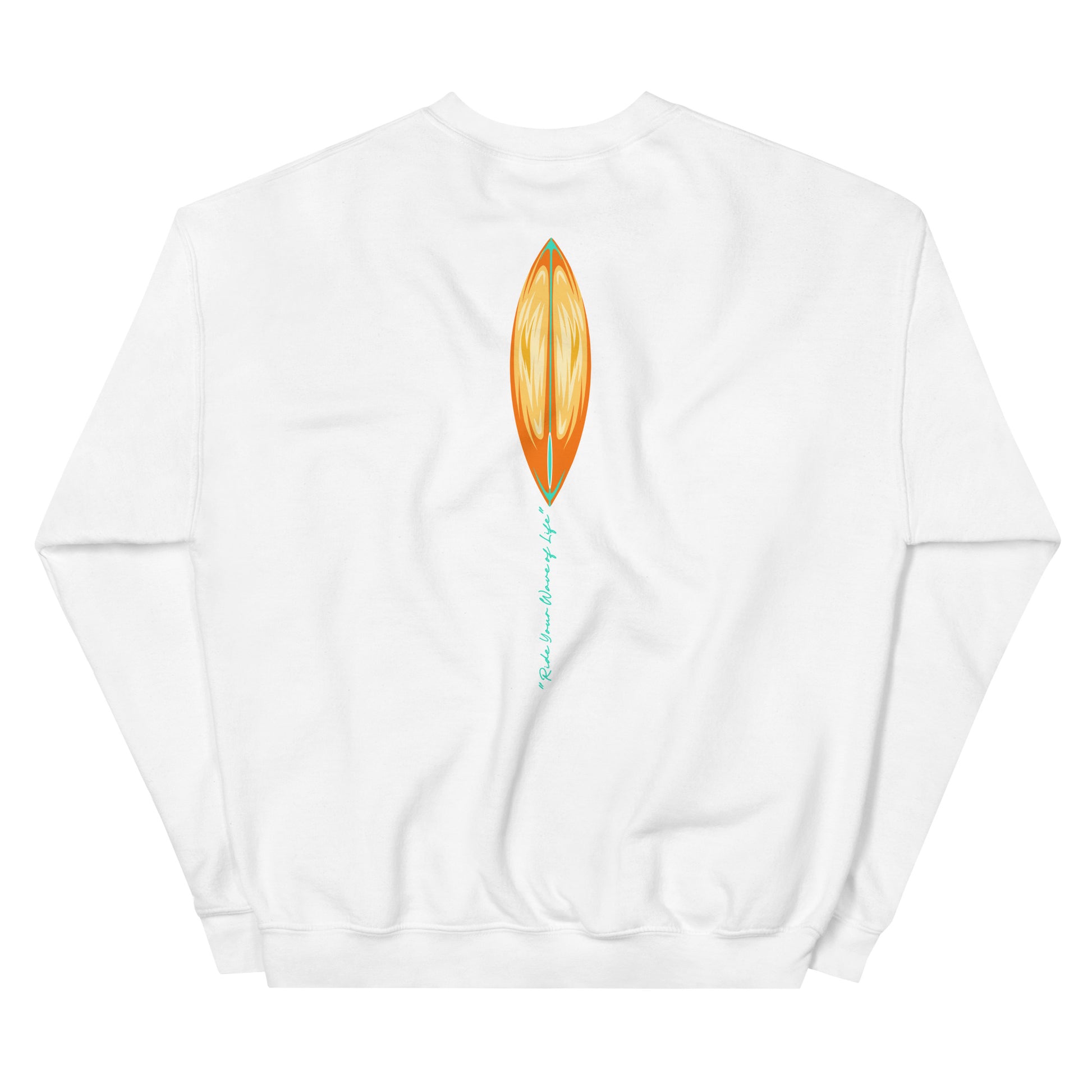 Katogato "Born in Waves" Herren-crew-neck-sweatshirt-white-back