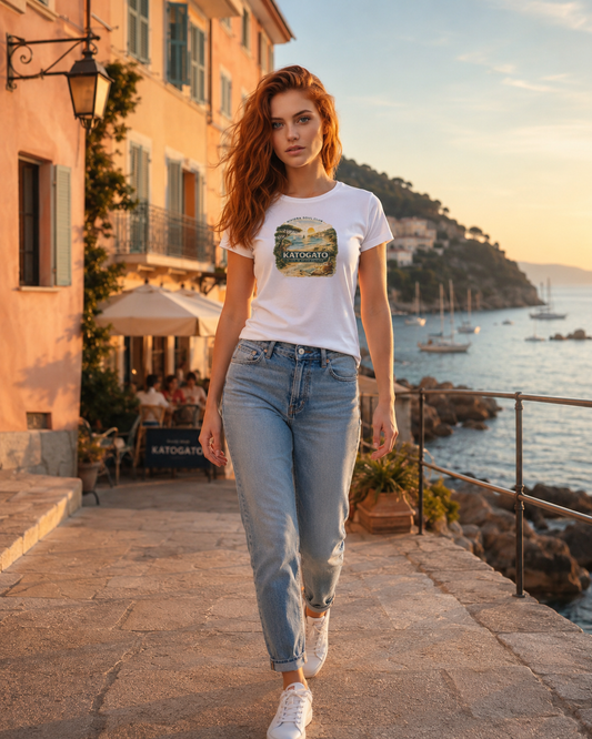 Katogato Damen Shirt „Riviera Soul Club“ mit Vintage Aufdruck