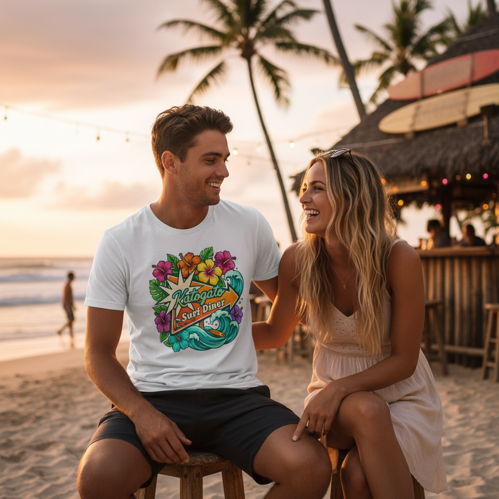 Katogato_Surf-Diner_Herren-T-Shirt-Front
