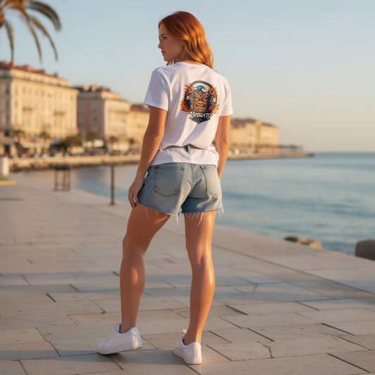 Katogato “White Tiki Surf Culture“ Classic Tee Damen