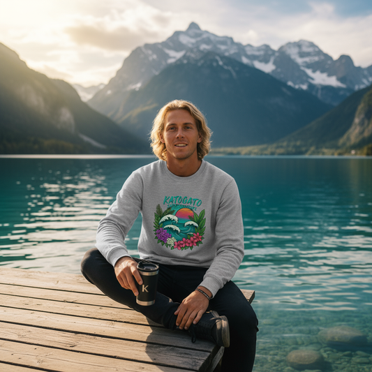 Katogato Surf Culture  "Nalu Sunset Crew" Herren Bio-Pullover