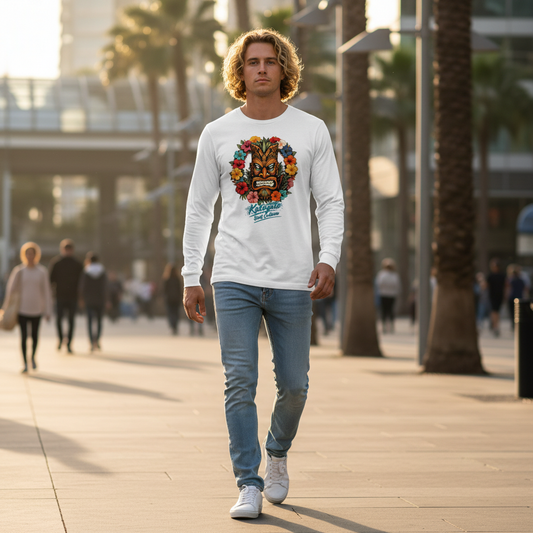 Katogato "Surf Culture Tiki" Langärmeliges Herren -Shirt