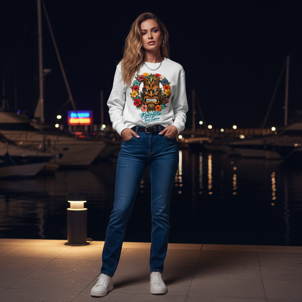 Katogato "Surf Culture Tiki" Damen Bio-Pullover