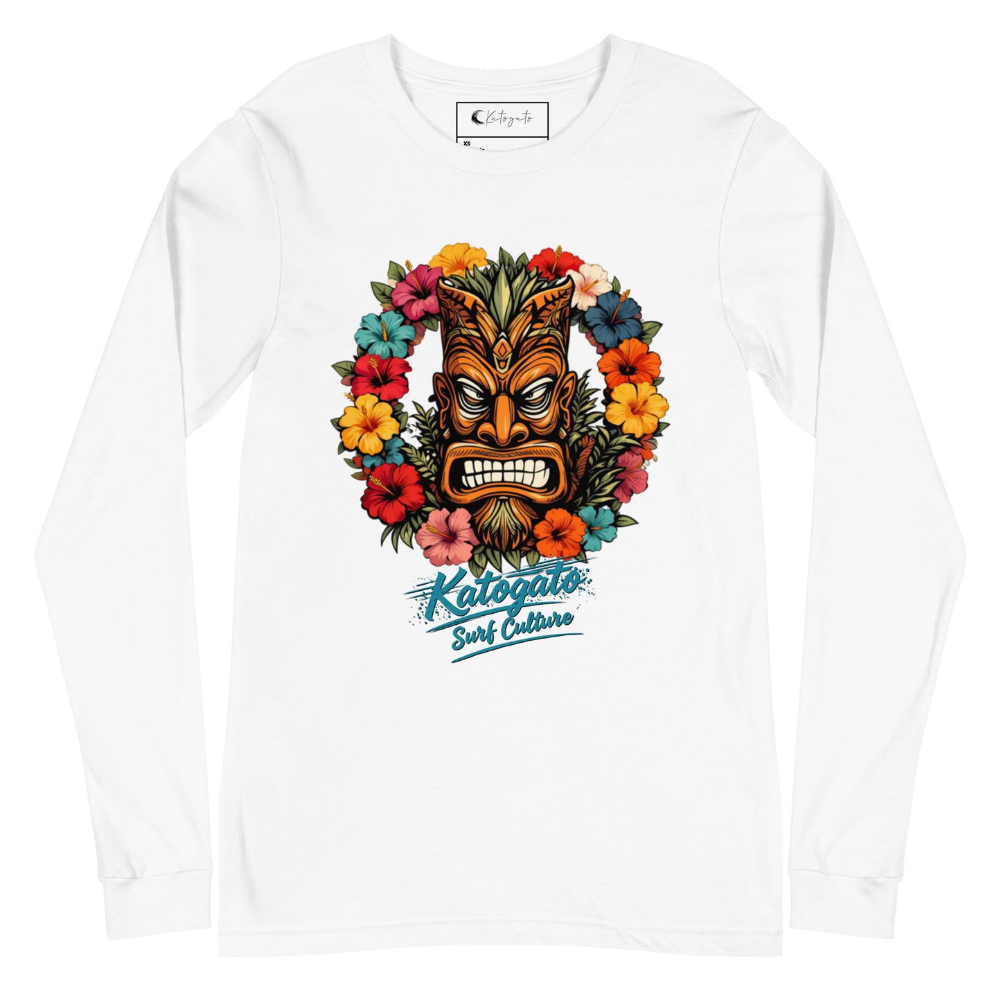 Katogato "Surf Culture Tiki" Langärmeliges Herren -Shirt