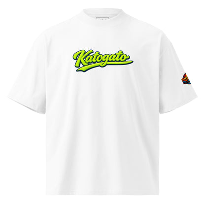 Katogato “Surf-Chill-Repeat“  Oversized-Herren-Bio-T-Shirt mit Motiv Aufdruck Vorne und hinten