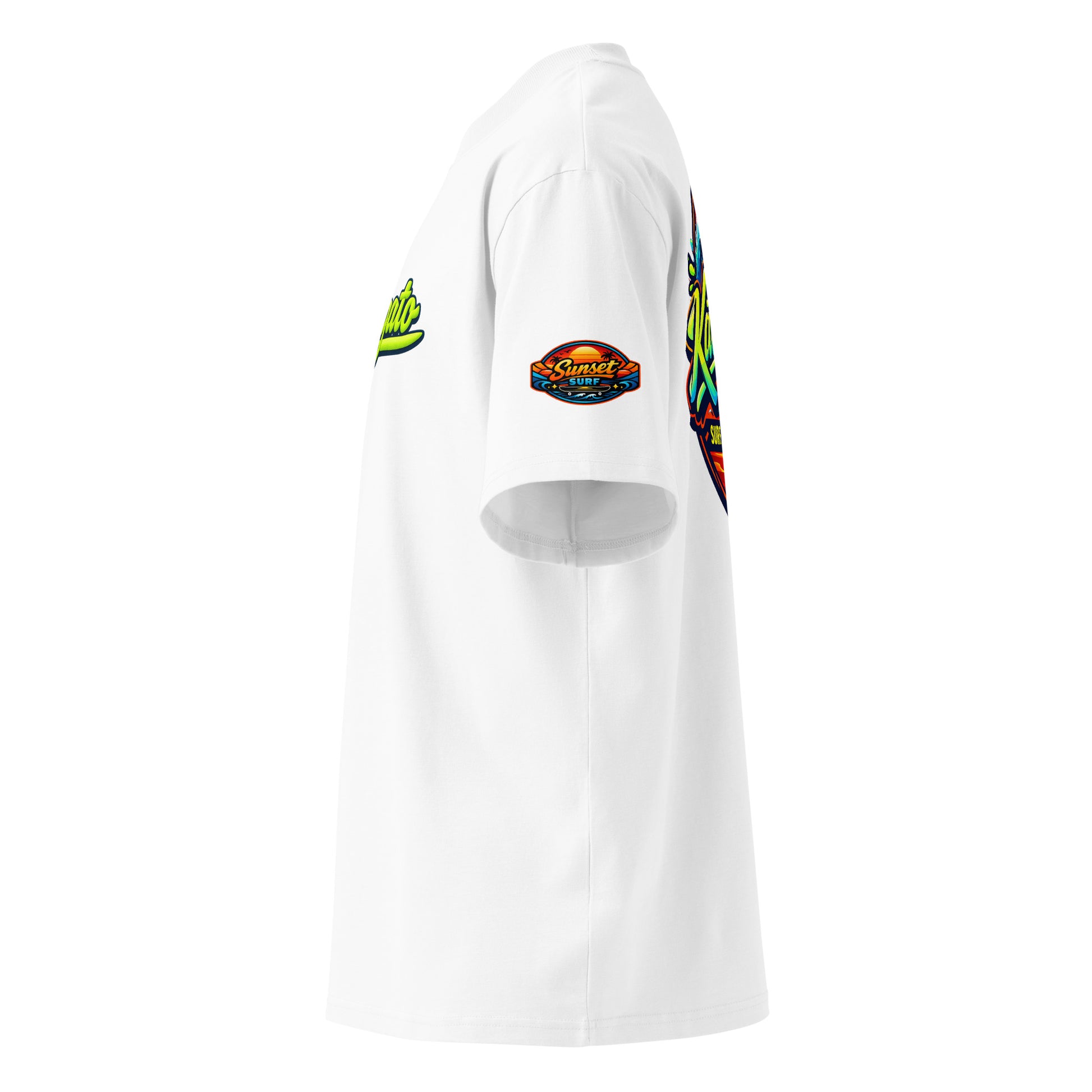 Katogato “Surf-Chill-Repeat“  Oversized-Herren-Bio-T-Shirt mit Motiv Aufdruck Vorne und hinten