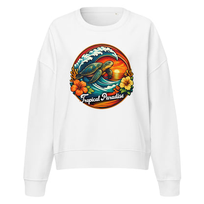 Katogato-Tropical-Paradise-Bio-Pullover-Damen-vorne-mit Turtle